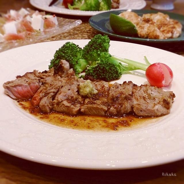 牛ステーキ わさび醤油ソース