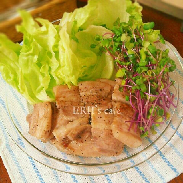 【うちごはん】塩豚のﾚﾀｽ巻き