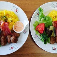 ビールにあうなのに・・・ごはん添えたワンプレに・・・クミン風味のエスニックボール♪・・♪