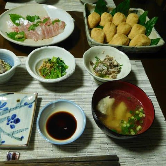 いなり寿司と鯛のお刺身など和食＾０＾