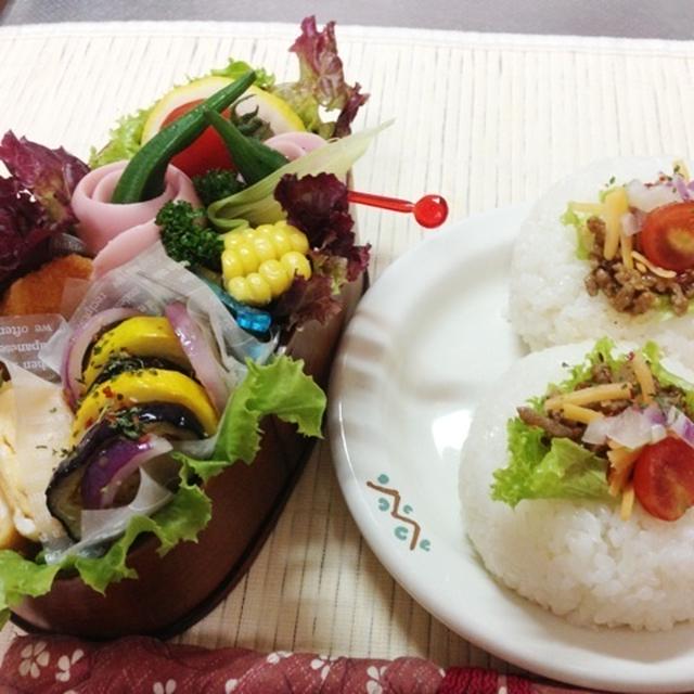 ６・１８　タコライスおにぎり弁当～♪