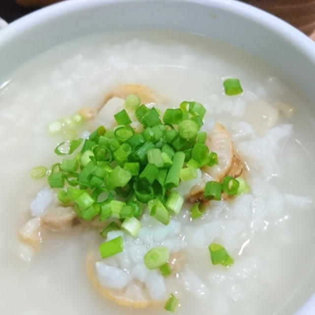 朝食  ホタテ粥