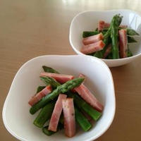 福島産アスパラガスで♪レンチン簡単アスパラベーコン♪全粒粉のミニ食パン♪
