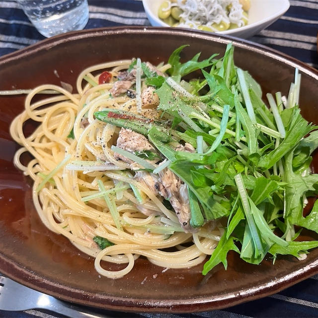 【サバ缶と水菜を使った簡単お昼ごはん】