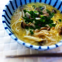 白だしきのこかき玉うどん