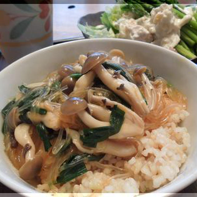 しめじ入り麻婆春雨丼