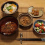 「土用の丑の日は鰻丼」の晩ご飯と　夕霧草の花と　新札♪