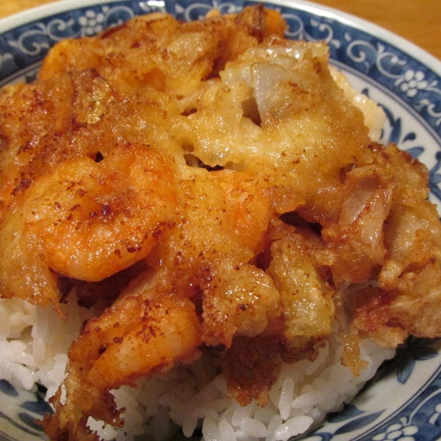 【旨魚料理】海老とホタテのかき揚げ丼