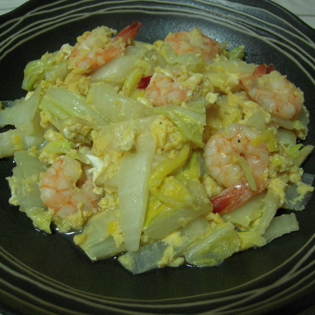 白菜とエビの中華風炒め煮