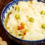 春はこれ、梅とおじゃこの豆ご飯、うるいのとんぶり和え、ふのりと湯葉のポン酢和えで春の酔い