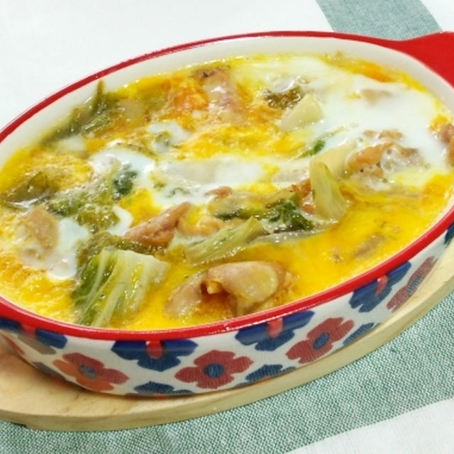 鶏小肉と白菜の玉子とじ