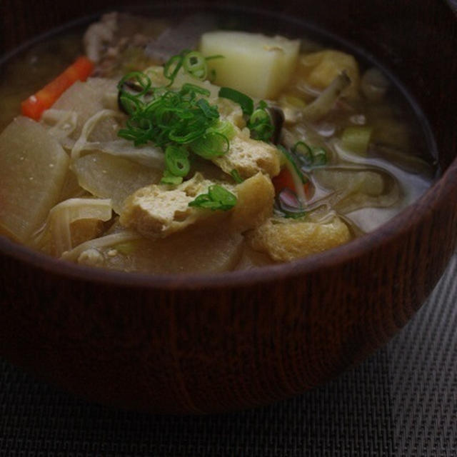 あったか豚汁とかぼちゃと豚肉のカレー風味あんかけ。～レシピ～