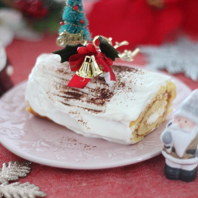 クリスマスレシピ♪低糖質＆グルテンフリー米粉のブッシュドノエル