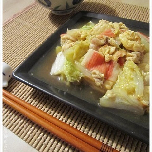 残りものであんがけ！野菜と豆腐をウマ煮で作戦♪雑煮風の野菜スープもいい感じ。