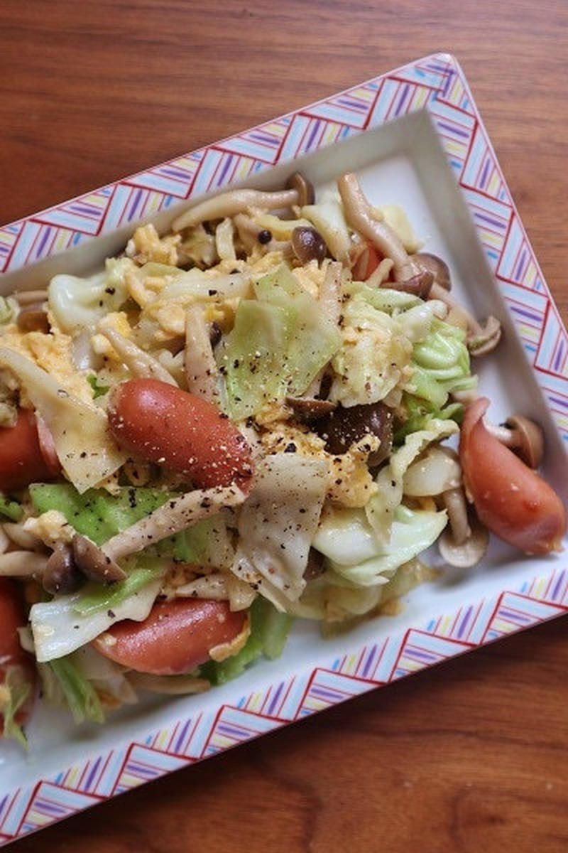 10分未満で完成！味付けは麺つゆ×マヨネーズ＊ウインナーとキャベツの炒めもの＊