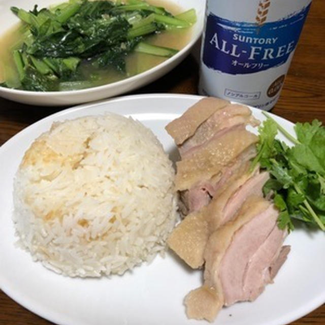 蒸し鶏の茹で汁で「チキンライス」と「フォーガー風うどん」