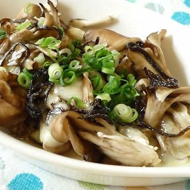 レンジで簡単♪塩昆布＆チーズ＆マイタケ！
