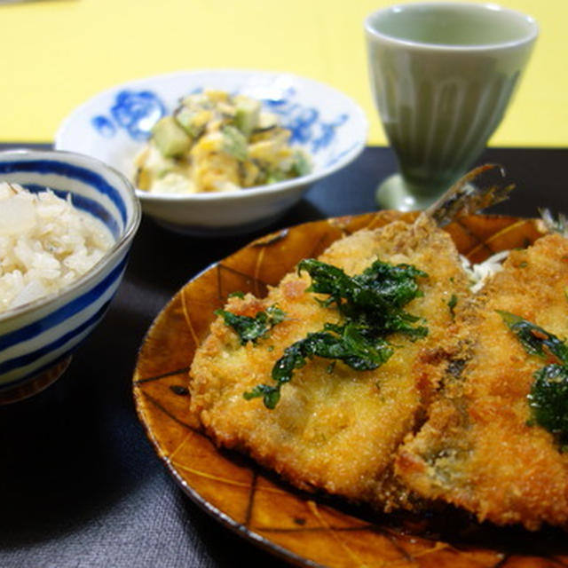 鰯フライに大根ご飯