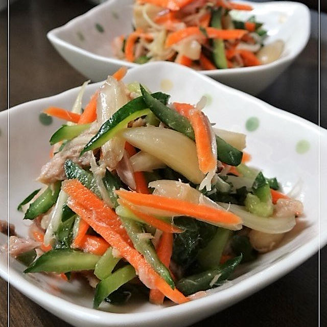 旨い✿らっきょうと香味野菜とツナの和え物