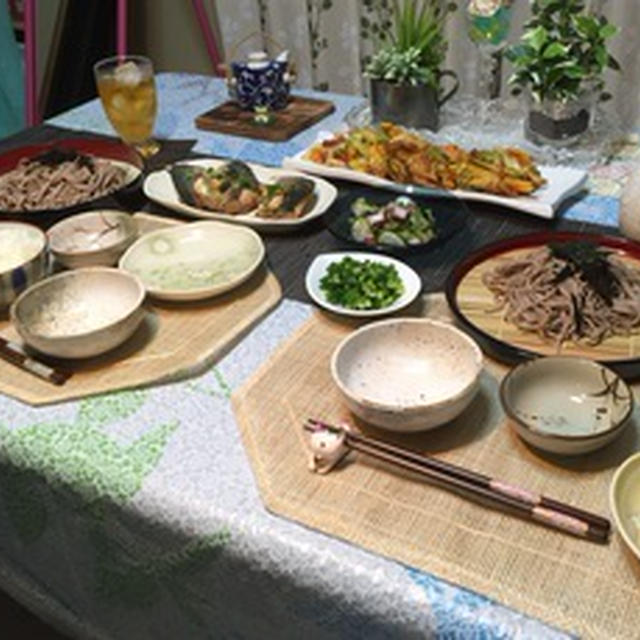 ゴーヤ入りかき揚げ&ざるソバ