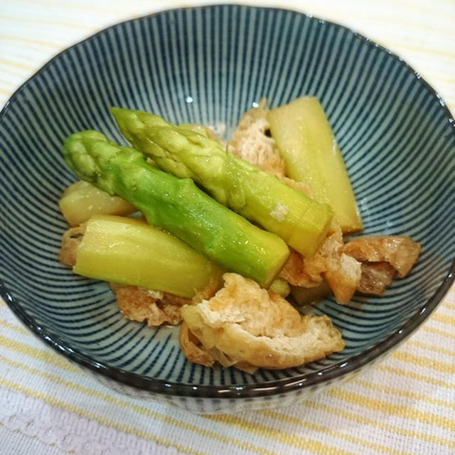 アスパラと油揚げの中華風お浸し。