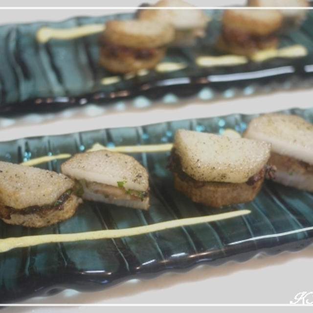 山芋の海老ミンチ挟み揚げ