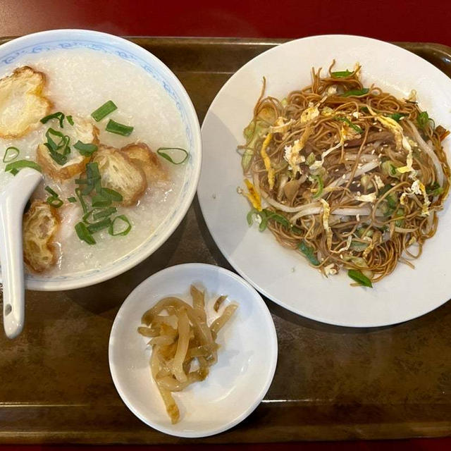 神戸元町で土日のみ!　お粥と焼きそばまたはビーフンのセットが500円のモーニングが旨！香港食館