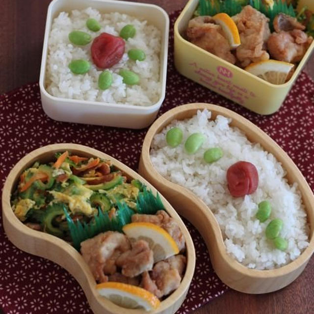 ｺﾞｰﾔｰ弁当 ✿ ﾌﾗｲﾊﾟﾝすき焼き♪