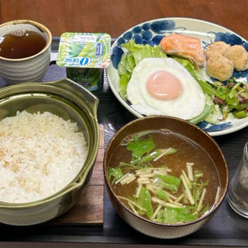 6.24【お家ごはん・朝】  和食ﾃﾞｽ。パンが無い〜(^^;;