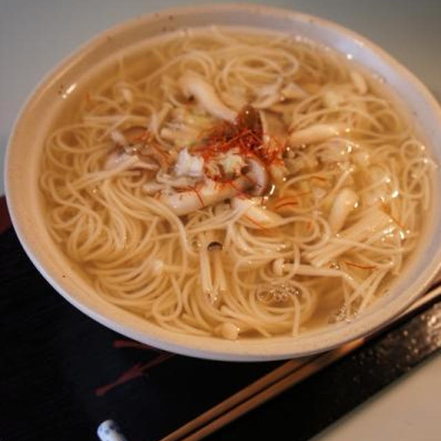 ☆3種のキノコの白だし餡かけにゅう麺☆