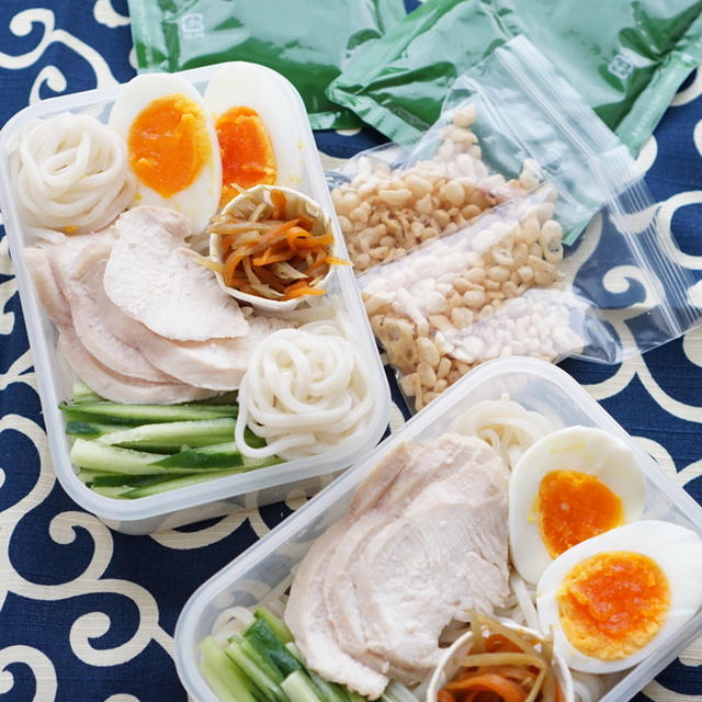 ぶっかけ冷やしうどん弁当＆勉強しないと毎日コレよ♡な夕食