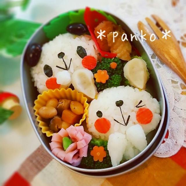 うさぎとパンダのお弁当☆(キャラ弁)