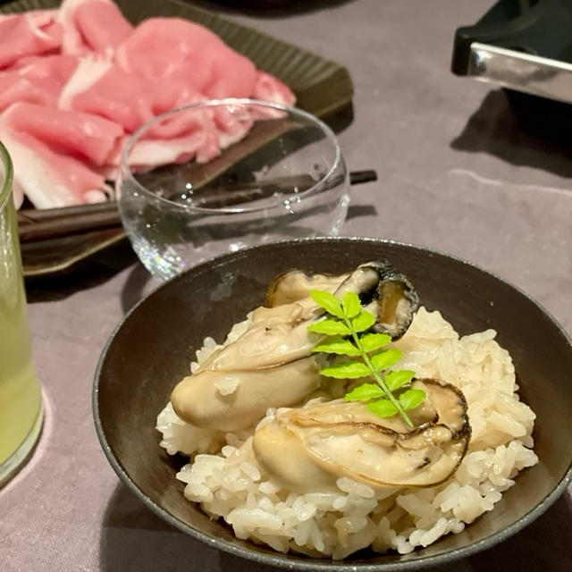 牡蠣ごはんと、出汁豚しゃぶ