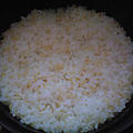 湯立てで白米（７９７）。。。石川県産加賀米コシヒカリ白米（こっちは新米）（あいざわ米店）と宮城県産特別栽培米「花きらり」玄米（昨年の）（あいざわ米店）