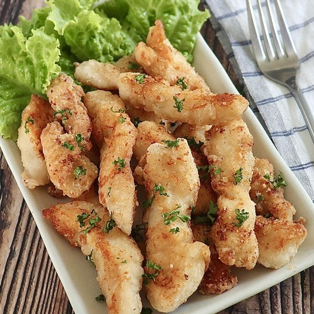 切り方で食べやすくそして時短にも！【鶏むね旨塩スティックチキン】運動会でした