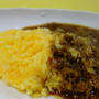 卵ご飯にキャベツカレー　