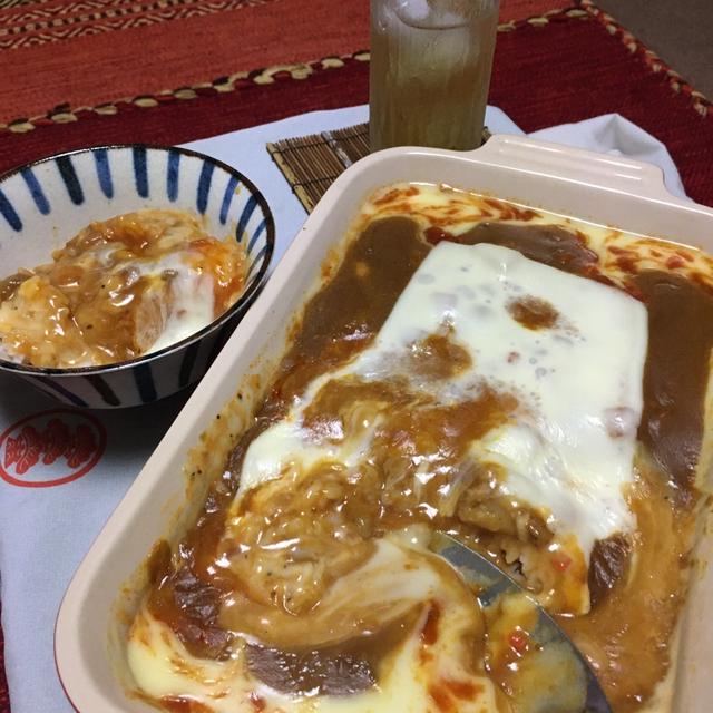 全部レトルト❣️簡単カレーミートドリア