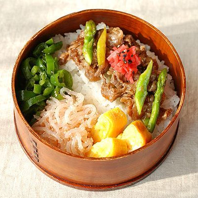 ◆牛とアスパラの焼き肉風炒め弁当