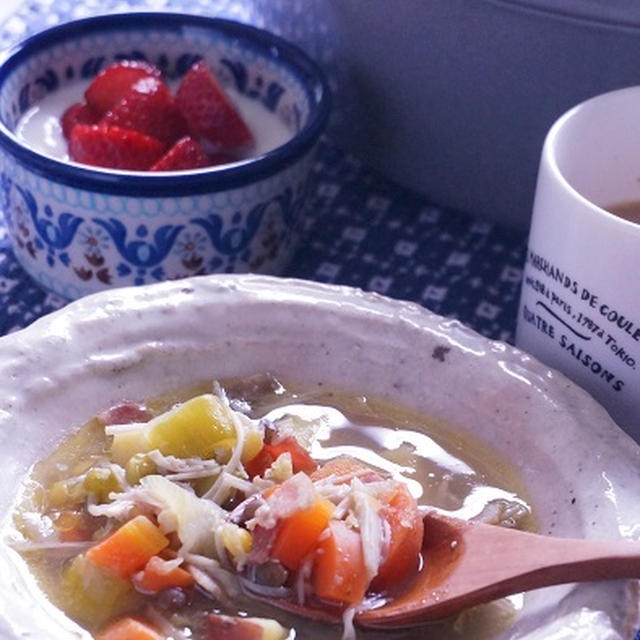 レンズ豆の塩麹スープ と 葉山「和か菜」