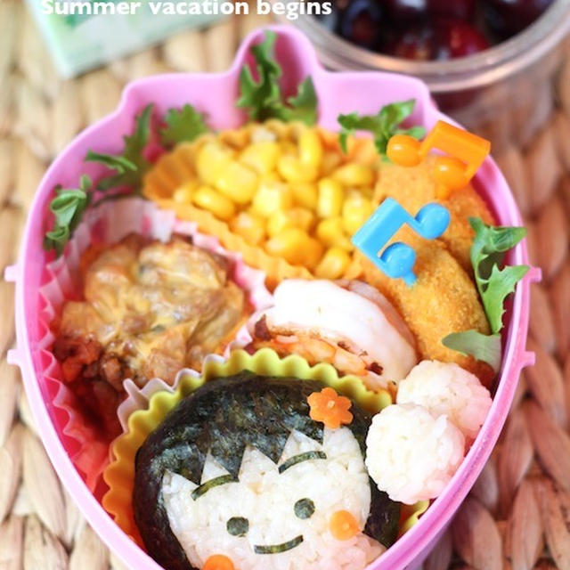 １年生最後のキャラ弁、ワンちゃん、シロクマ、女の子弁当