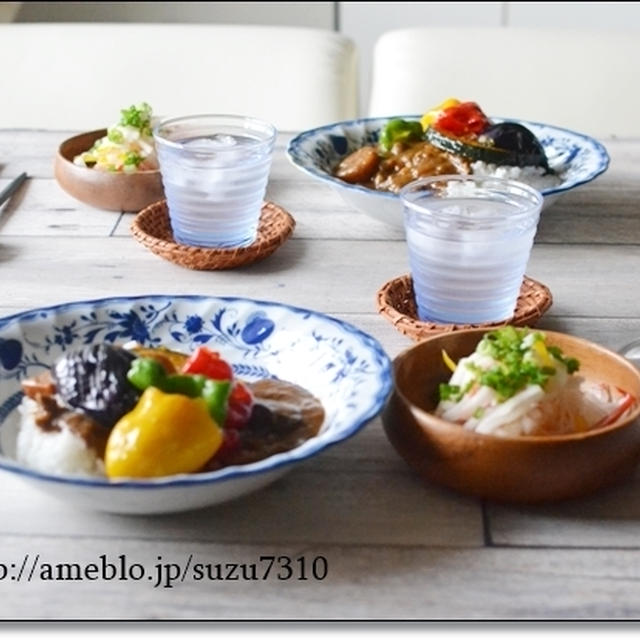 夏野菜カレーで晩ごはん。