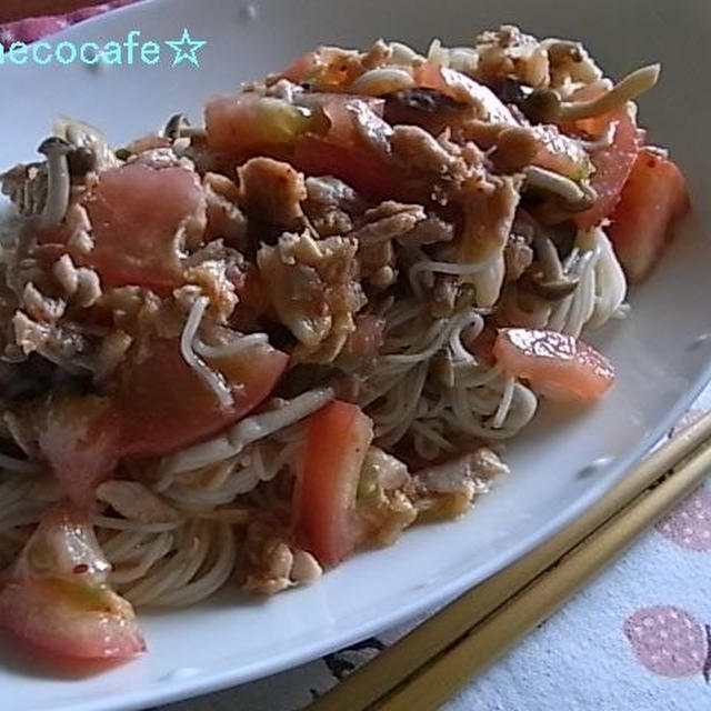 ツナとキムチの韓国風そうめん