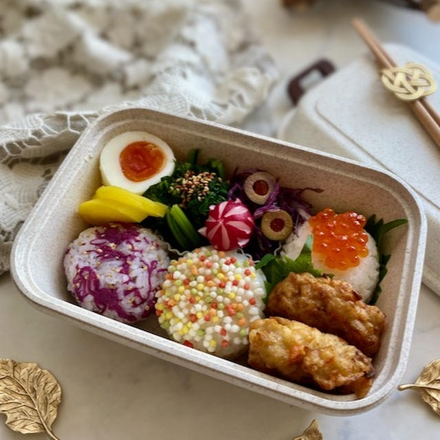 今週最後の夫弁当は　やっぱりおにぎり弁当！