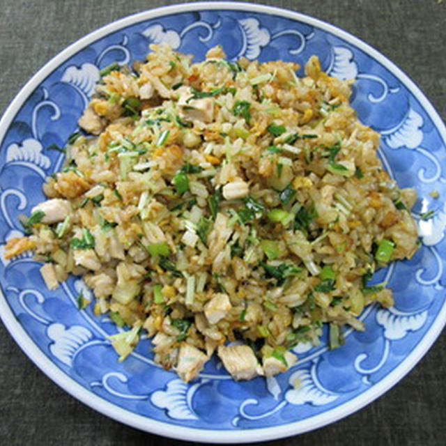 鶏肉と水菜の和風チャーハン