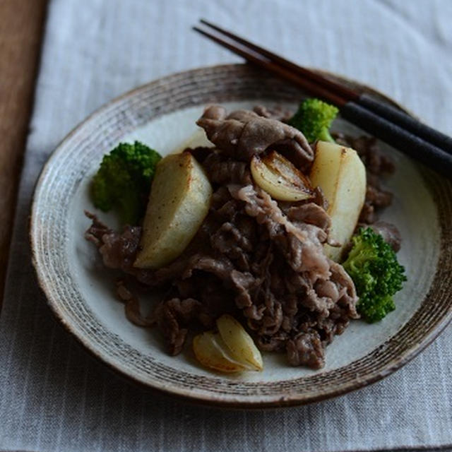 牛肉とポテトの塩にんにく炒め