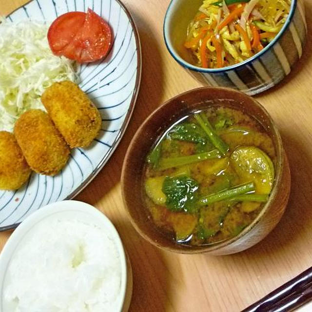 コロッケ定食風な晩ご飯