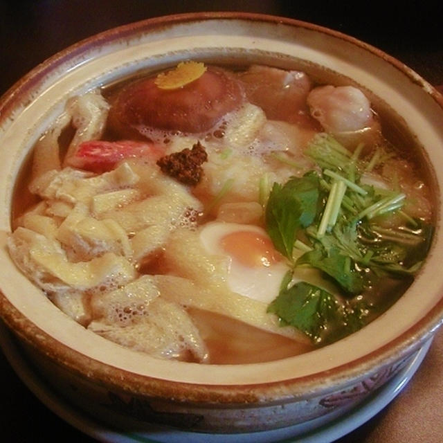 海老天入り鍋焼きうどん