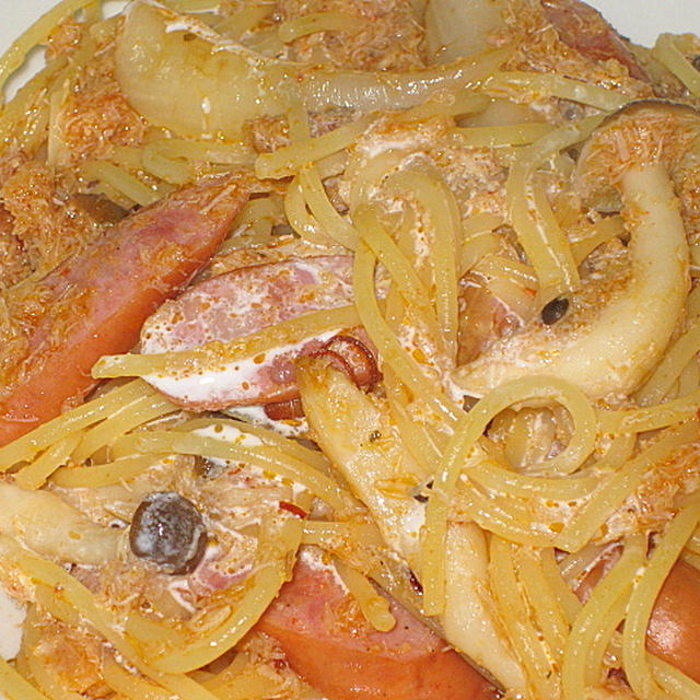 わたりがに缶のパスタ