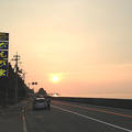 海鮮料理。夕陽。花火