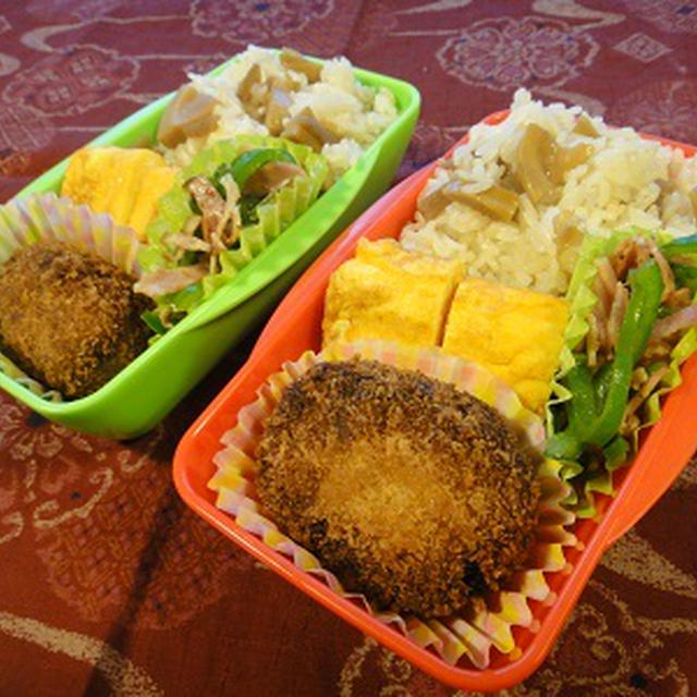 ４月２１日　コロッケ弁当♪　～　夫＠仕事　＆　ガブ＠大学弁当